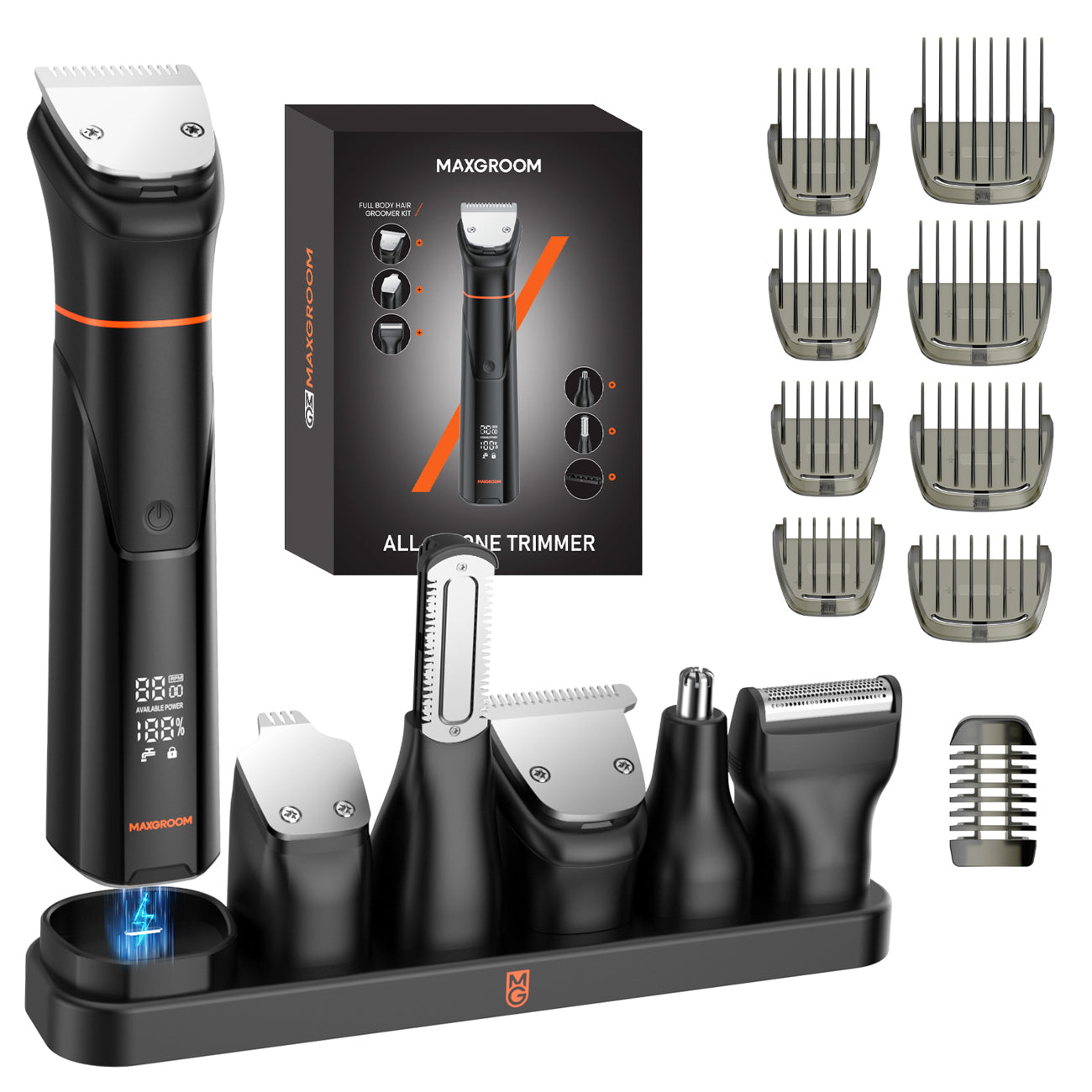 MAXGROOM JK-666 6 in 1 apjuostuvas barzai, plaukams, kūnui, nosiai ir ausims IPX6 - juodas -- Hair Clippers & Trimmers