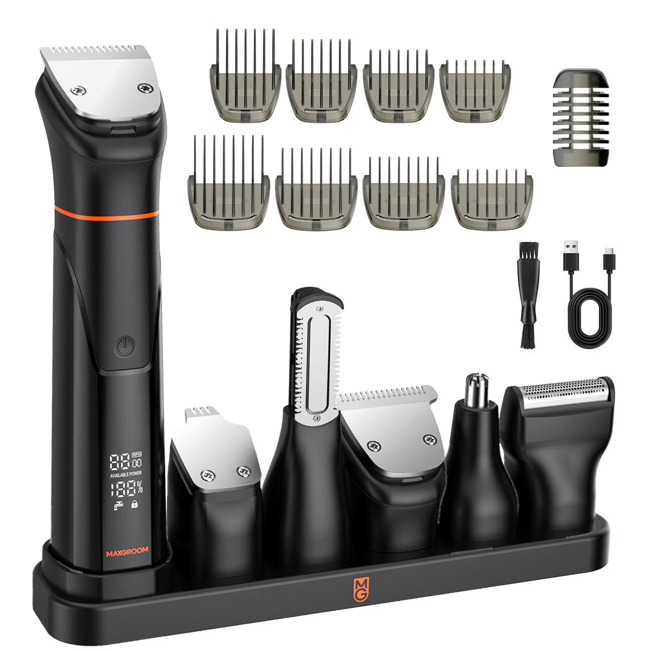 MAXGROOM JK-666 6 in 1 apjuostuvas barzai, plaukams, kūnui, nosiai ir ausims IPX6 - juodas -- Hair Clippers & Trimmers