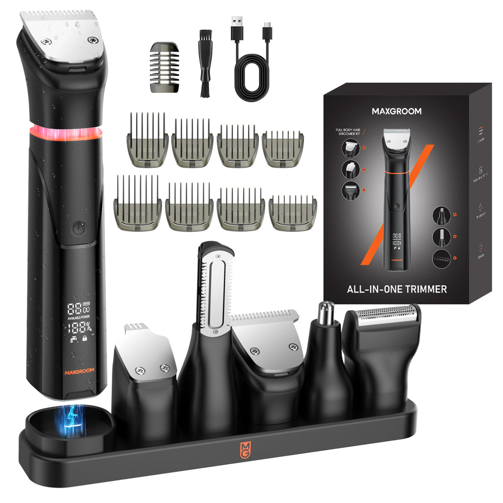 MAXGROOM JK-666 6 in 1 apjuostuvas barzai, plaukams, kūnui, nosiai ir ausims IPX6 - juodas -- Hair Clippers & Trimmers