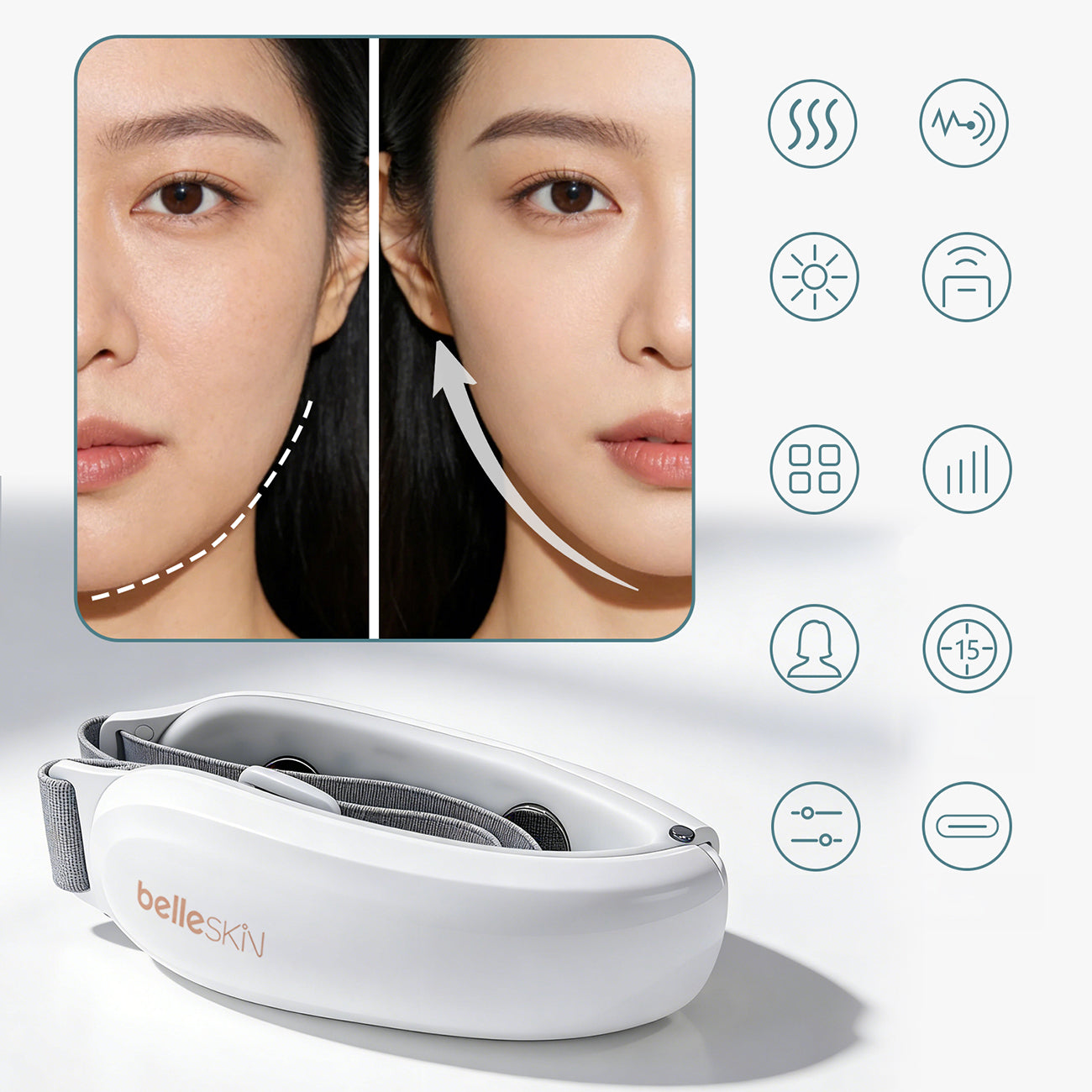 Belleskin by MAXGROOM M-170 EMS LED veido ir smakro masažuoklis - baltas -- Uncategorized