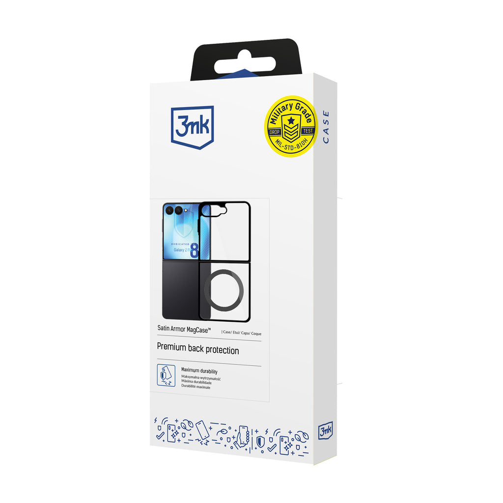 3mk Satin Armor Case+ Flip dėklas Samsung Galaxy Z Flip 8 - skaidrus -- Samsung Galaxy Z Flip 8