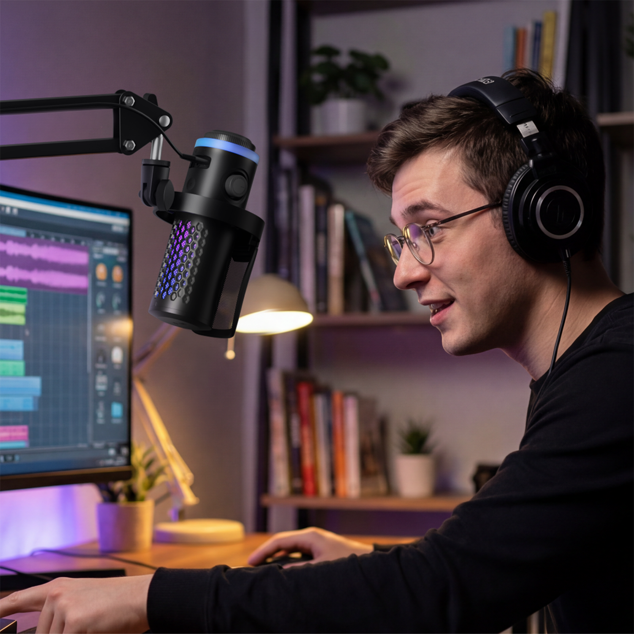 BOYA CastMic G40B laidinis žaidimų mikrofonas su ranka, USB-C - juodas -- Microphones