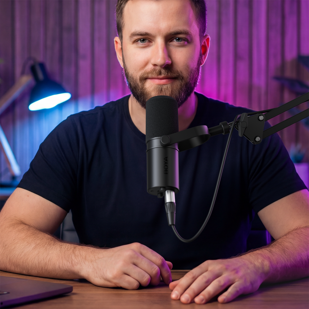 BOYA CastMic G40B laidinis žaidimų mikrofonas su ranka, USB-C - juodas -- Microphones