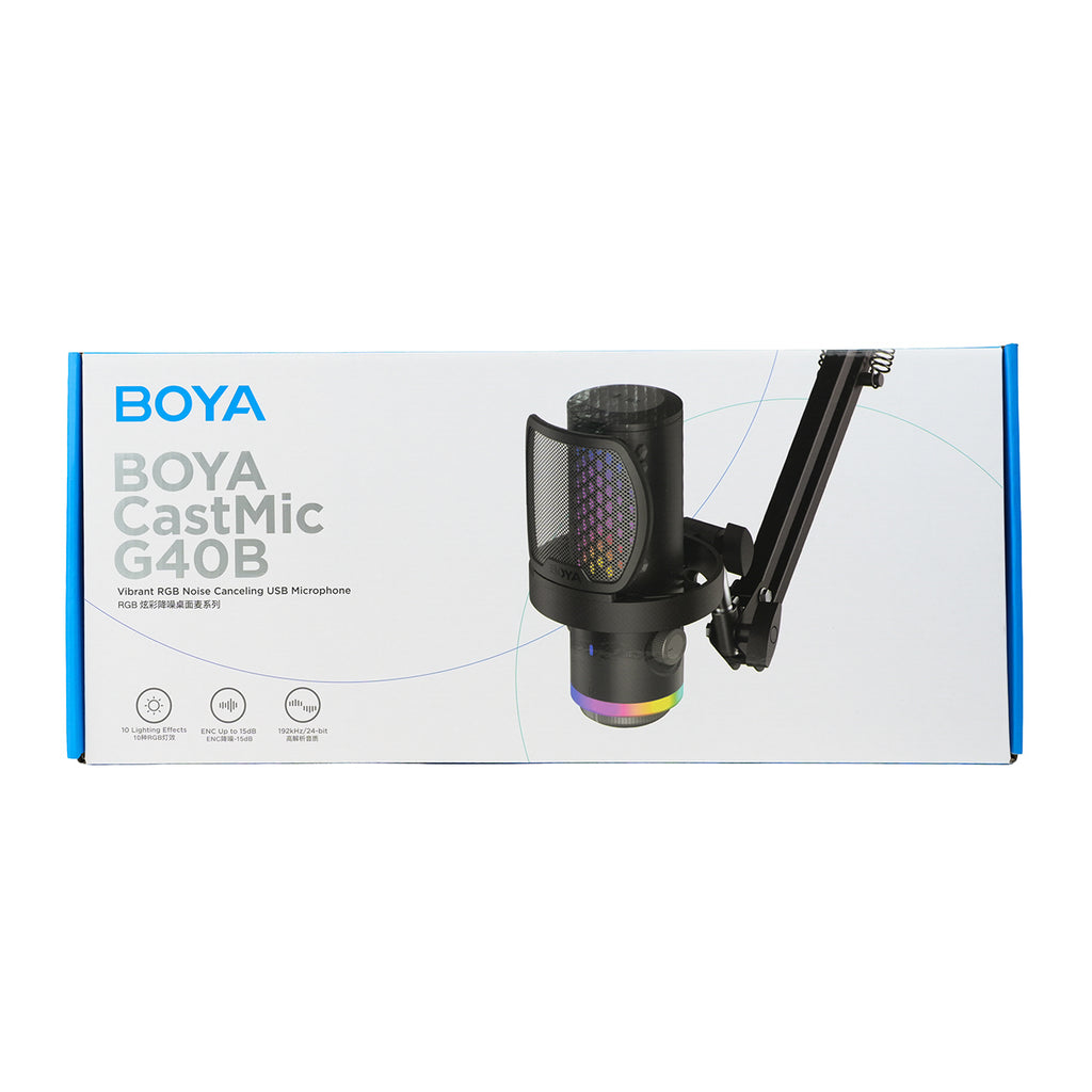 BOYA CastMic G40B laidinis žaidimų mikrofonas su ranka, USB-C - juodas -- Microphones