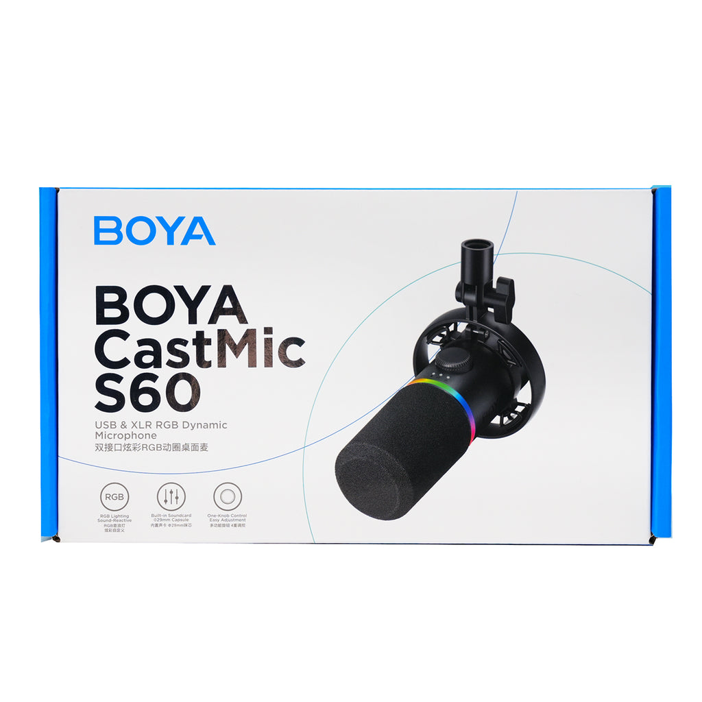 BOYA CastMic S60 Laidinis dinaminis žaidimų mikrofonas USB XLR - juodas -- Microphones