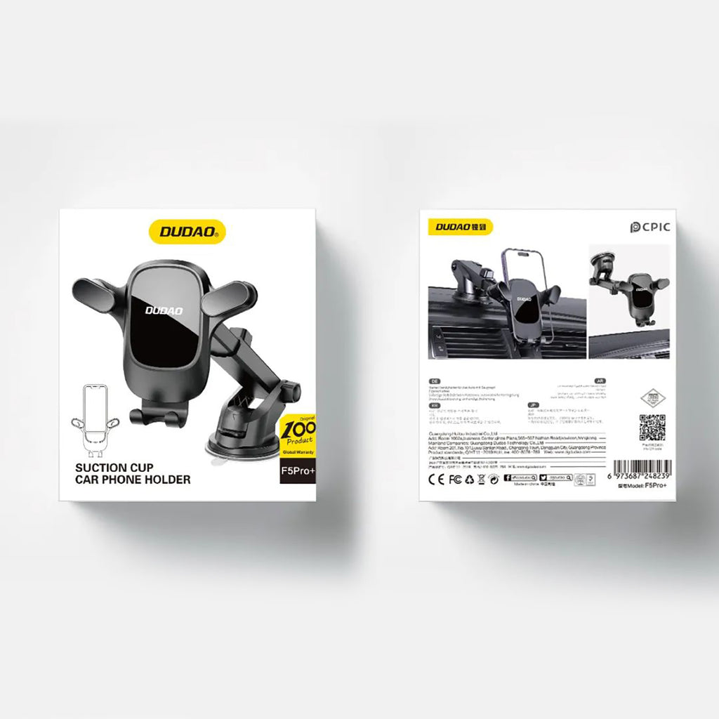 Dudao F5PRO+ automobilio laikiklis su siurbimo puodeliu - juodas -- Cell phone holders