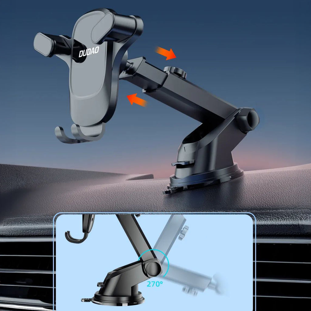 Dudao F5PRO+ automobilio laikiklis su siurbimo puodeliu - juodas -- Cell phone holders