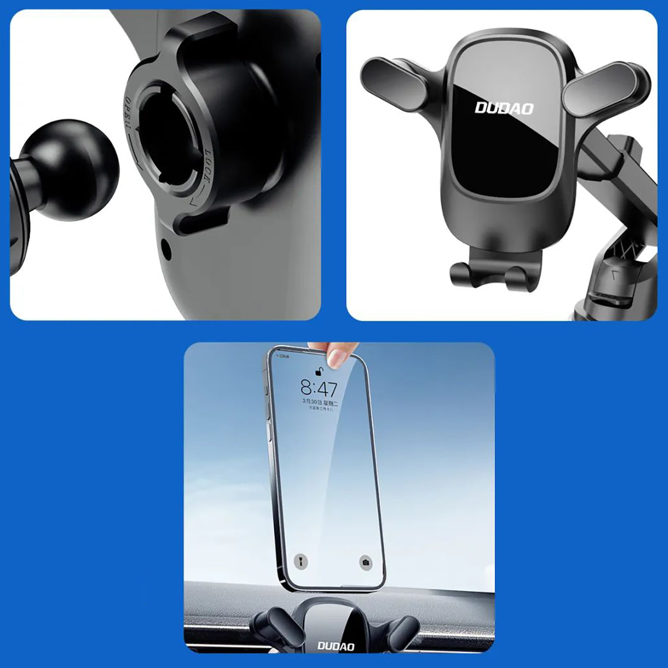 Dudao F5PRO+ automobilio laikiklis su siurbimo puodeliu - juodas -- Cell phone holders