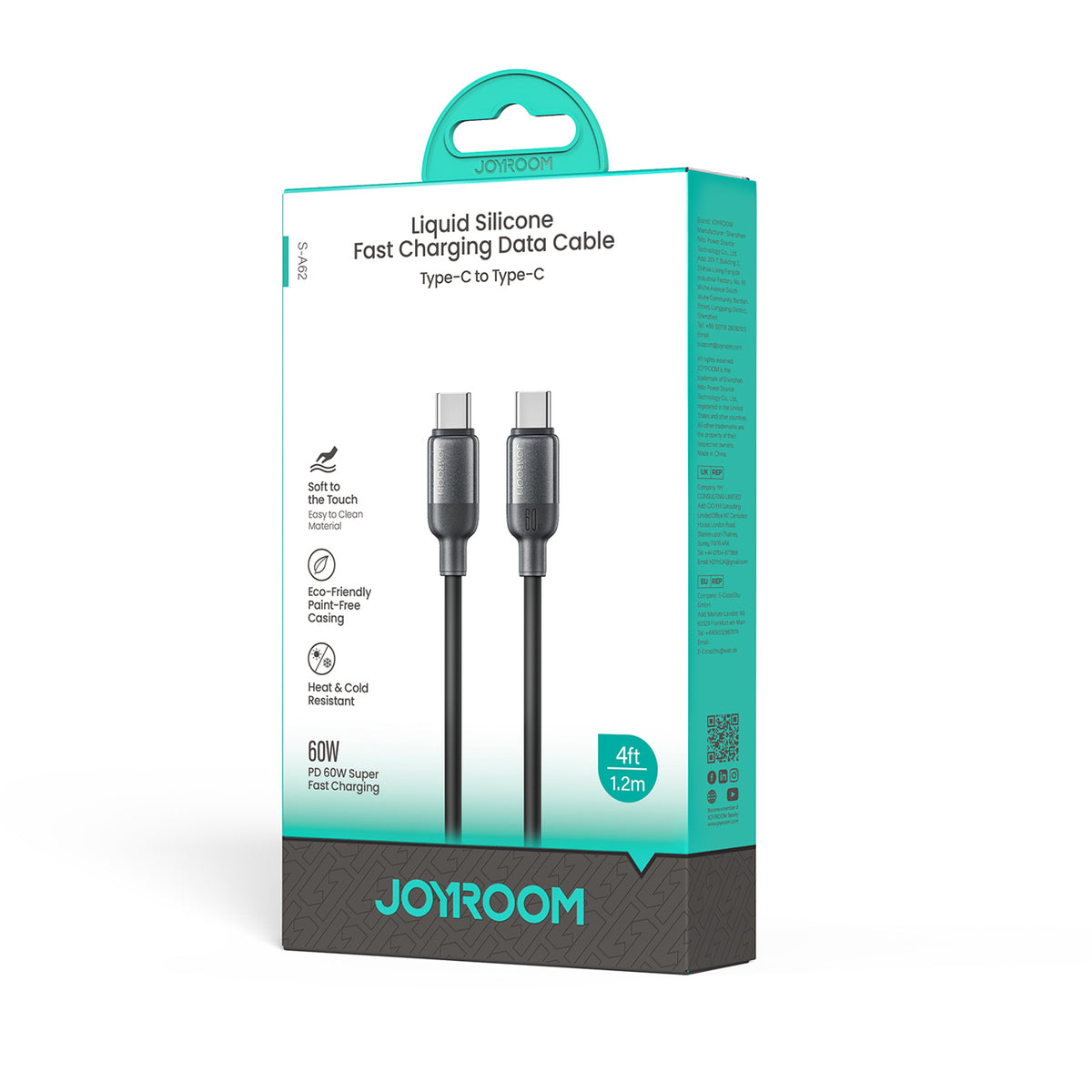 Joyroom S-A62 Lively Series 60W USB-C - USB-C kabelis 1,2 m - juoda -- Cell phone cables
