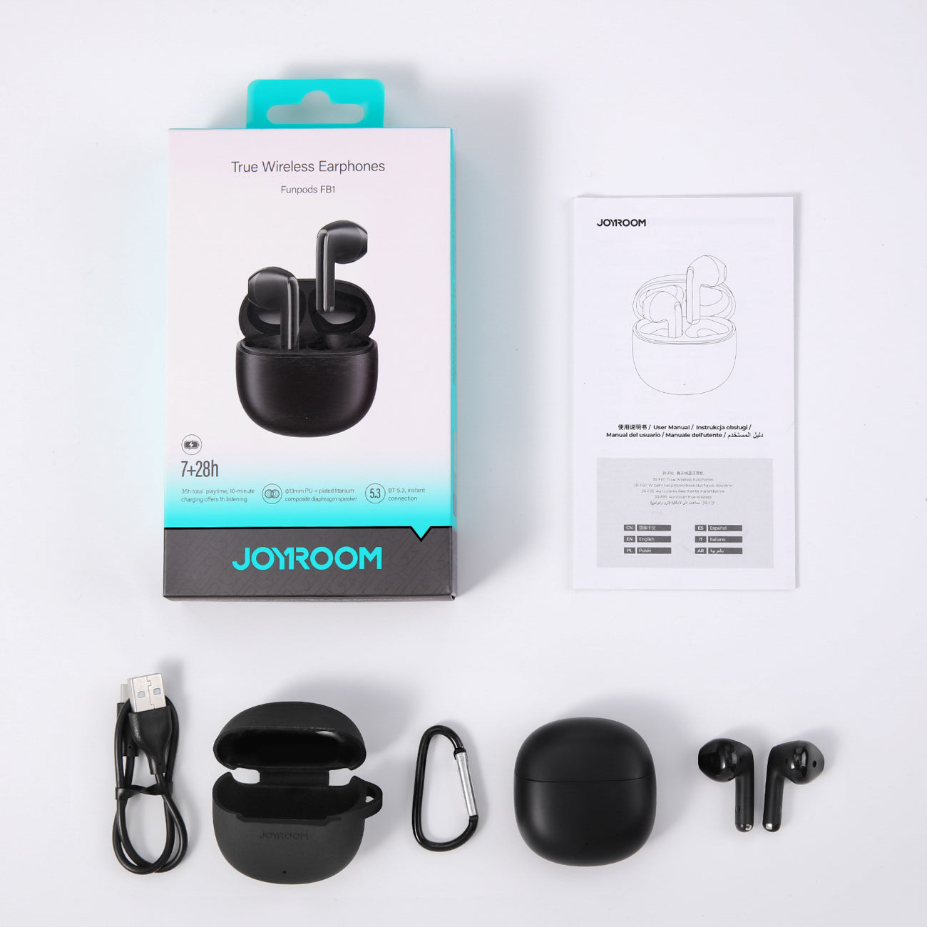 Joyroom JR-FB1 Funpods Bluetooth 6.0 Į ausį TWS Belaidės Ausinės - Juodos -- Headphones