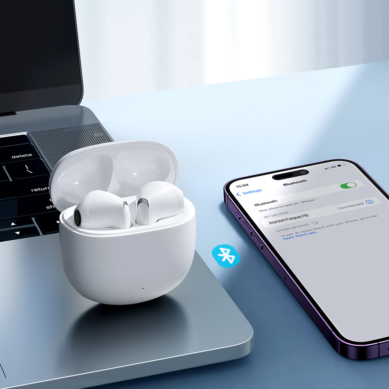 Joyroom JR-FB1 Funpods Bluetooth 6.0 Į ausį TWS Belaidės Ausinės - Baltos -- Headphones