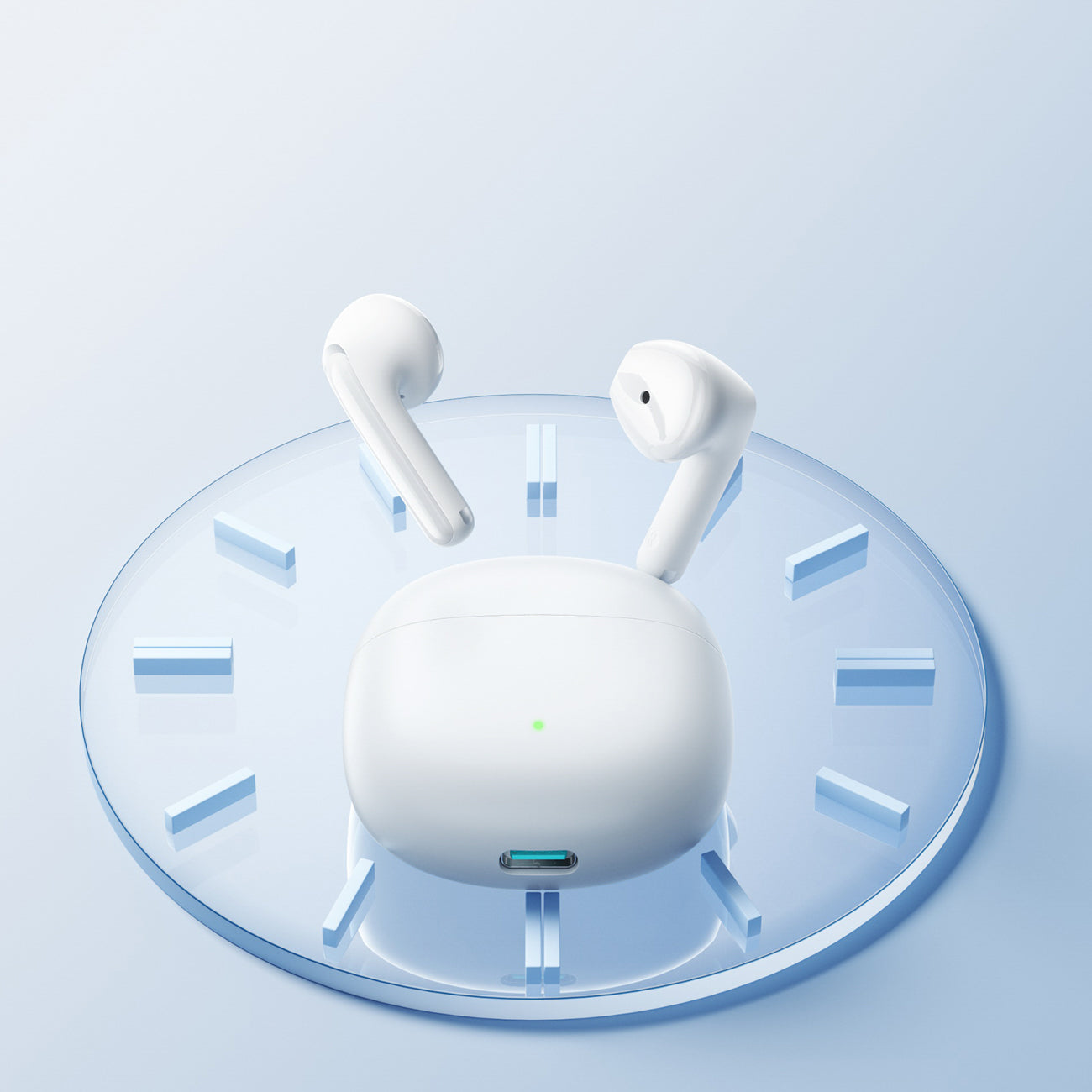 Joyroom JR-FB1 Funpods Bluetooth 6.0 Į ausį TWS Belaidės Ausinės su AI Funkcijomis - Baltos -- Headphones