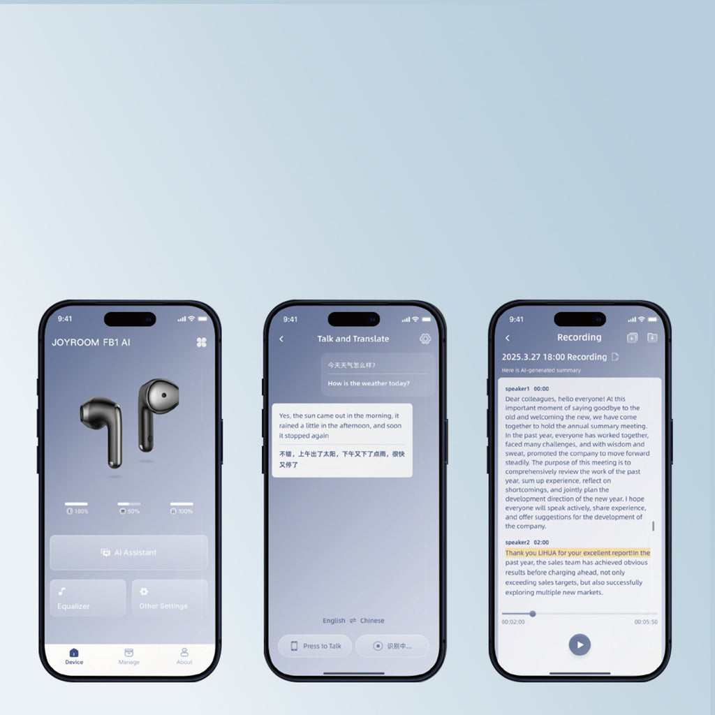 Joyroom JR-FB1 Funpods Bluetooth 6.0 Į ausį TWS Belaidės Ausinės su AI Funkcijomis - Baltos -- Headphones