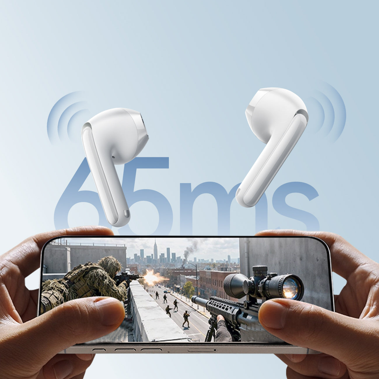 Joyroom JR-FB1 Funpods Bluetooth 6.0 Į ausį TWS Belaidės Ausinės su AI Funkcijomis - Baltos -- Headphones