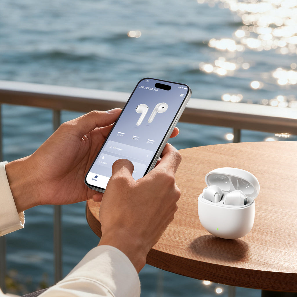 Joyroom JR-FB1 Funpods Bluetooth 6.0 Į ausį TWS Belaidės Ausinės su AI Funkcijomis - Baltos -- Headphones