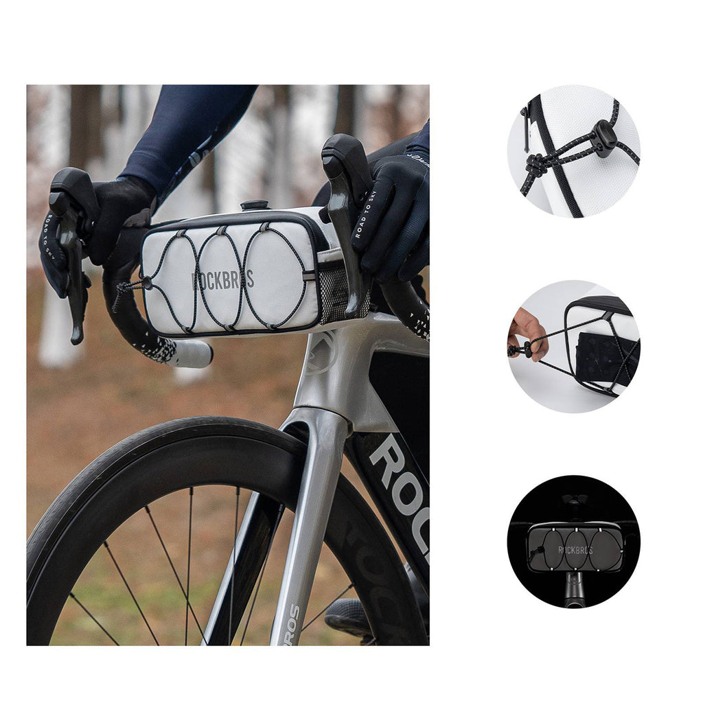 Rockbros TL001 ROAD TO SKY 1.9L Atsparus vandeniui dviračio krepšys vairamiui - Baltas -- Bicycle Bags