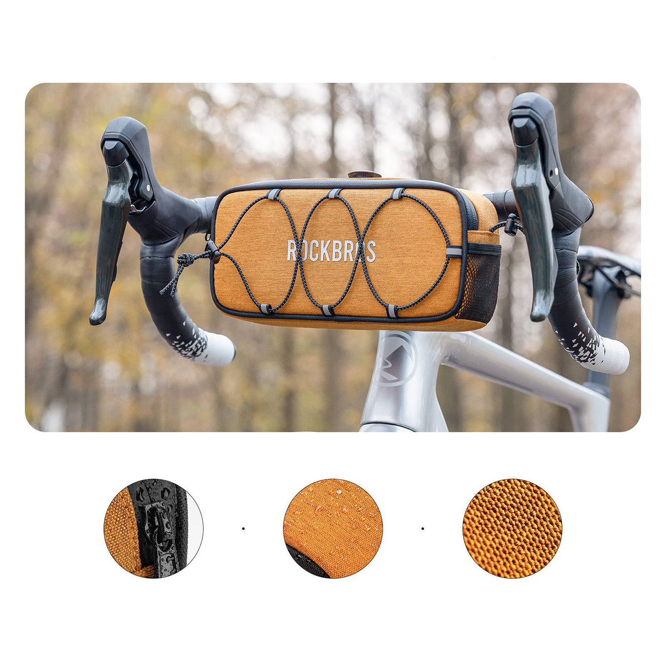 Rockbros TL001 ROAD TO SKY 1.9L Dviračio krepšys vairamiui atsparus vandeniui - Oranžinis -- Bicycle Bags