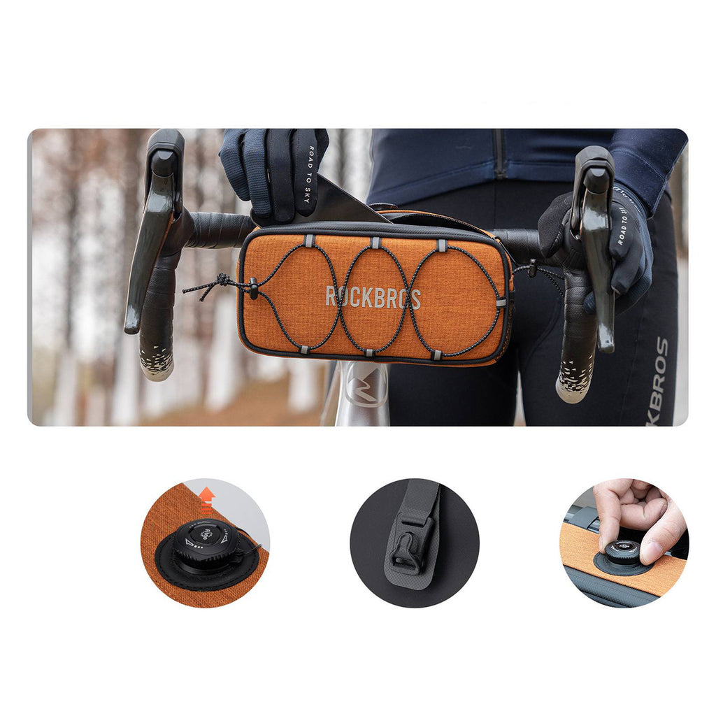 Rockbros TL001 ROAD TO SKY 1.9L Dviračio krepšys vairamiui atsparus vandeniui - Oranžinis -- Bicycle Bags