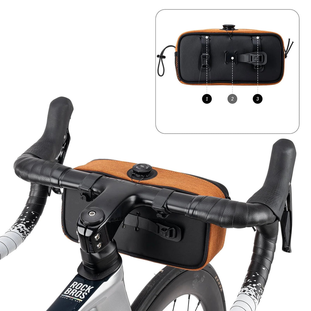 Rockbros TL001 ROAD TO SKY 1.9L Dviračio krepšys vairamiui atsparus vandeniui - Oranžinis -- Bicycle Bags
