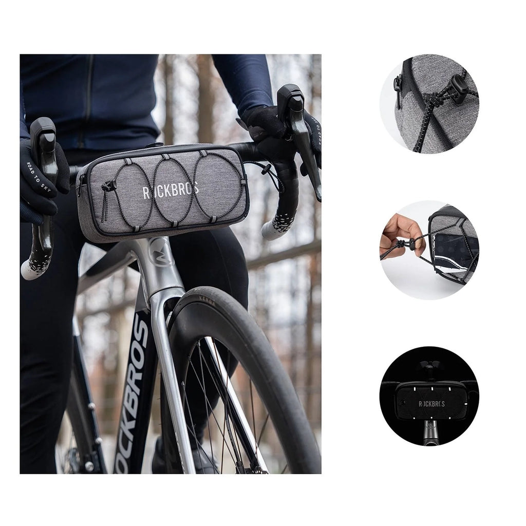 Rockbros TL001 ROAD TO SKY 1.9L Atsparus vandeniui dviračio krepšys vairamiui - Pilkas -- Bicycle Bags