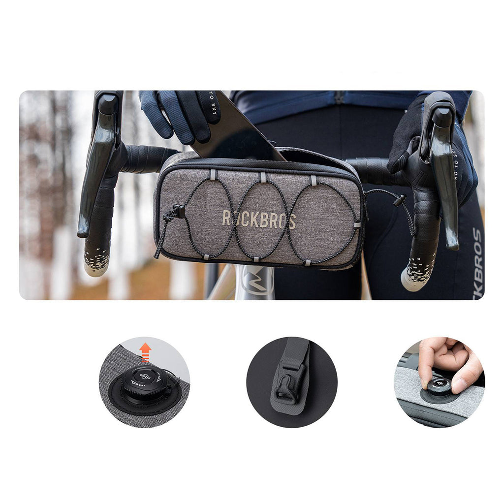 Rockbros TL001 ROAD TO SKY 1.9L Atsparus vandeniui dviračio krepšys vairamiui - Pilkas -- Bicycle Bags