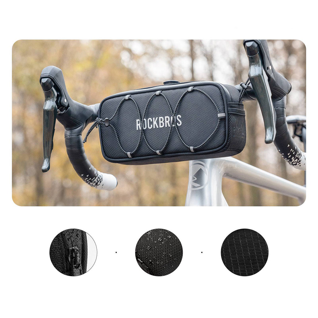 Rockbros TL001 ROAD TO SKY 1,9L vandeniui atsparus dviračio vairo krepšys - juodas -- Bicycle Bags