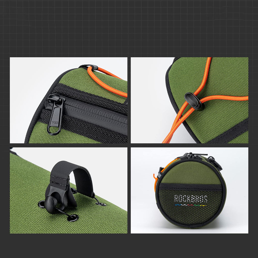 Rockbros TL002 ROAD TO SKY 1,5L vandeniui atsparus vairo krepšys - žalias -- Bicycle Bags