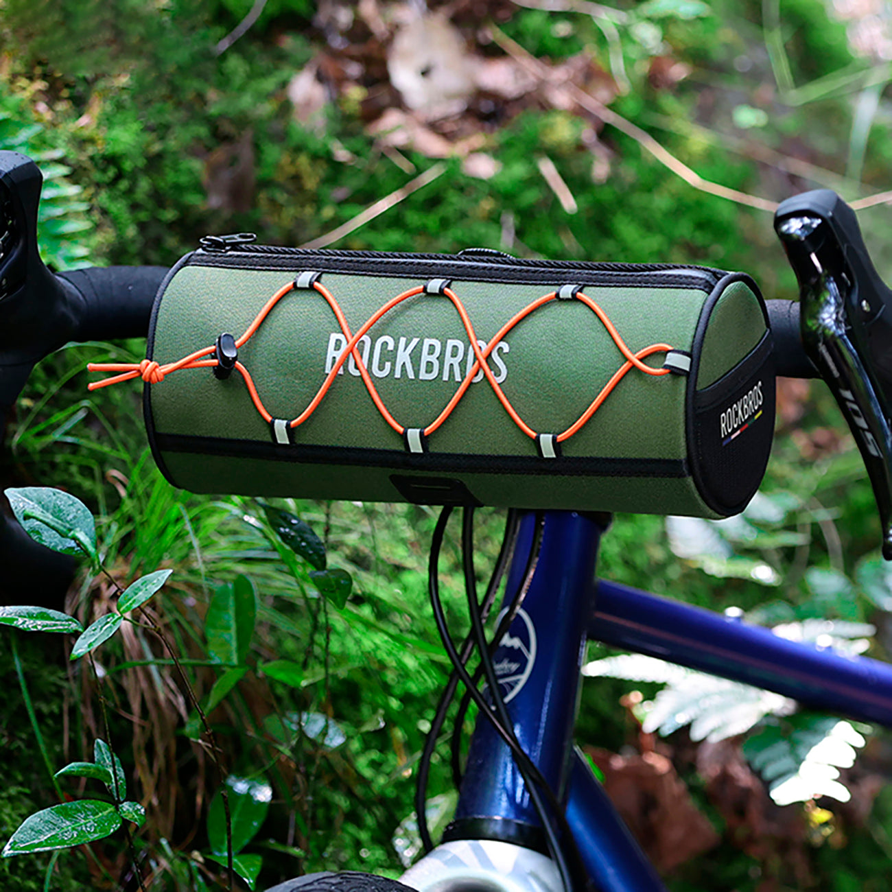 Rockbros TL002 ROAD TO SKY 1,5L vandeniui atsparus vairo krepšys - žalias -- Bicycle Bags
