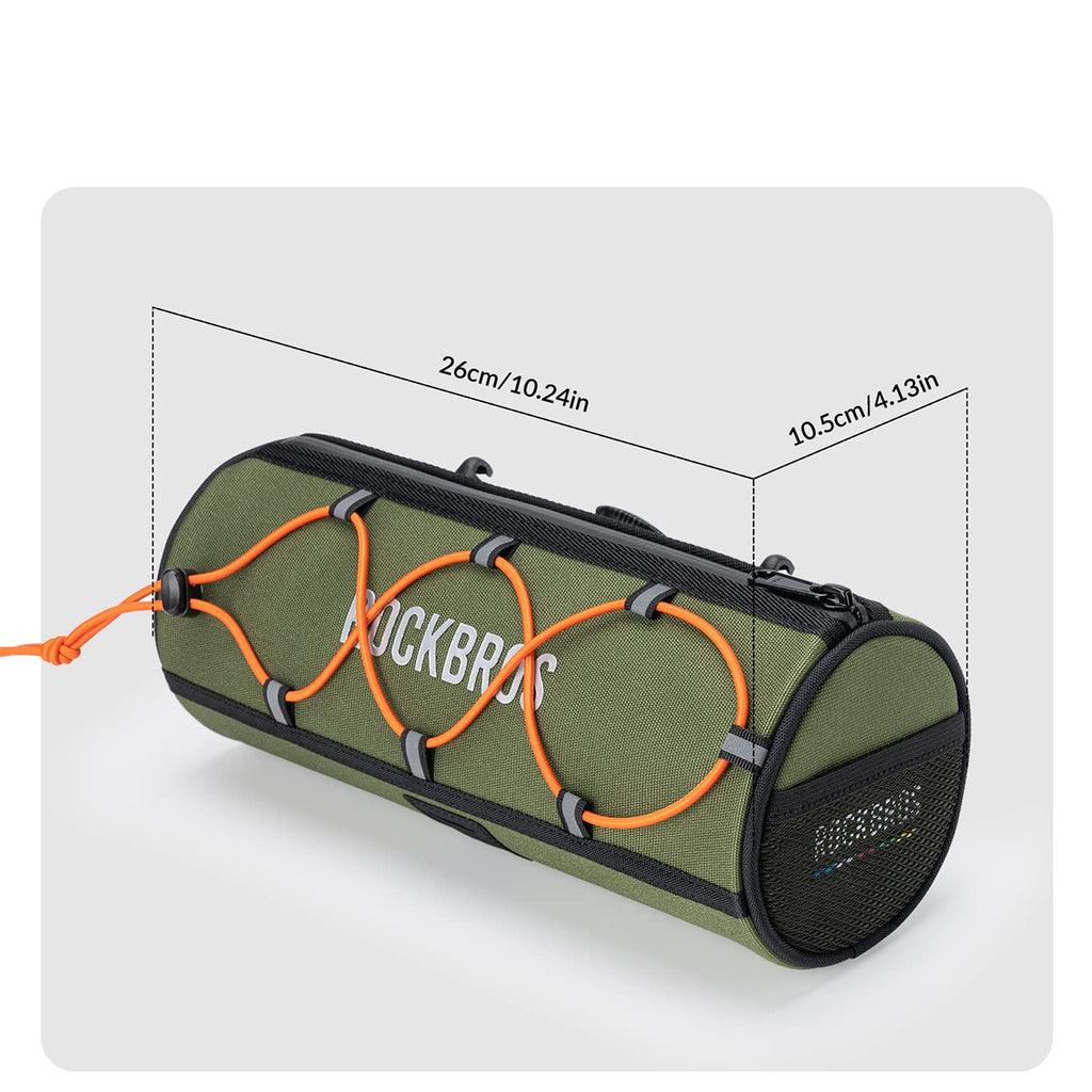 Rockbros TL002 ROAD TO SKY 1,5L vandeniui atsparus vairo krepšys - žalias -- Bicycle Bags
