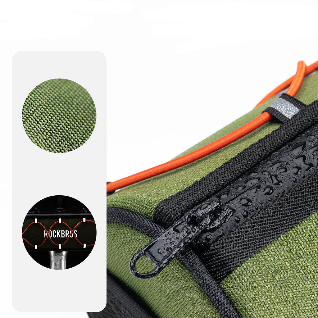 Rockbros TL002 ROAD TO SKY 1,5L vandeniui atsparus vairo krepšys - žalias -- Bicycle Bags