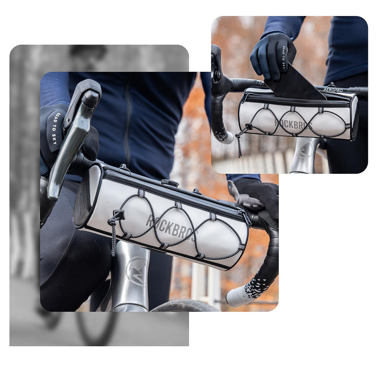 Rockbros TL002 ROAD TO SKY 1,5L vandeniui atsparus vairo krepšys - baltas -- Bicycle Bags
