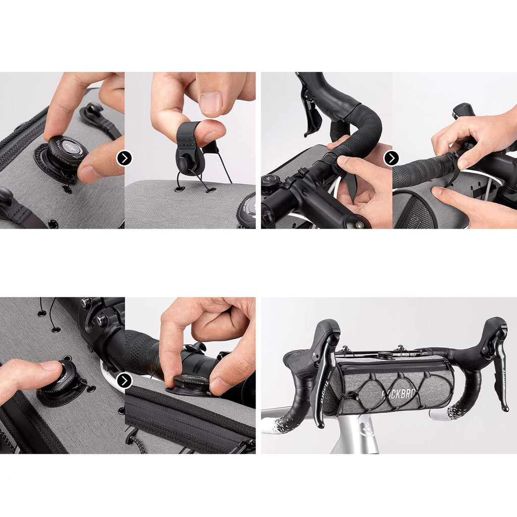 Rockbros TL002 ROAD TO SKY 1,5L vandeniui atsparus vairo krepšys - pilka -- Bicycle Bags