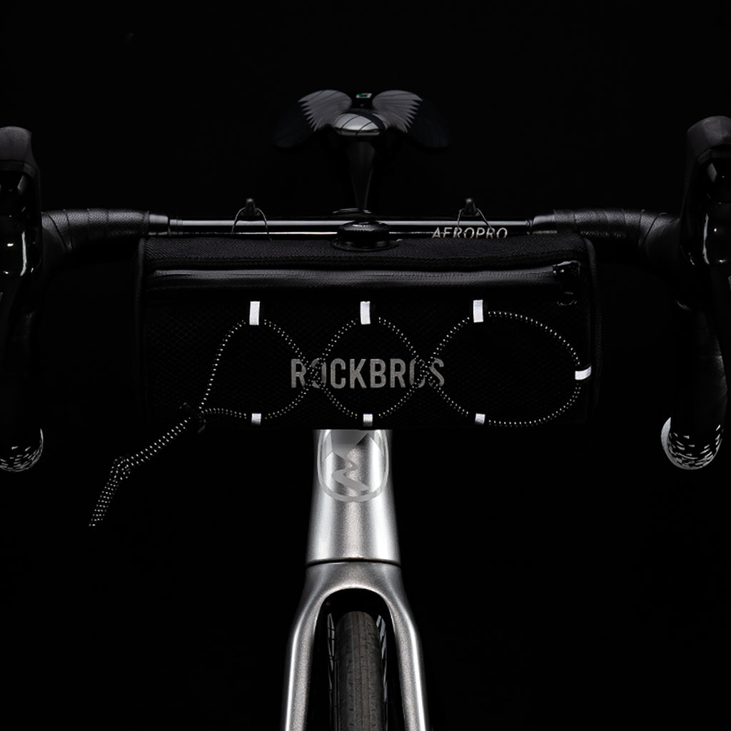 Rockbros TL002 ROAD TO SKY 1,5L nepralaidus vairo dviračio krepšys - Juodas -- Bicycle Bags