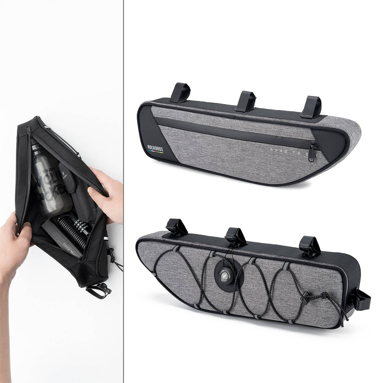 Rockbros TL003 ROAD TO SKY 2L rėmo krepšys atsparus vandeniui - pilka -- Bicycle Bags