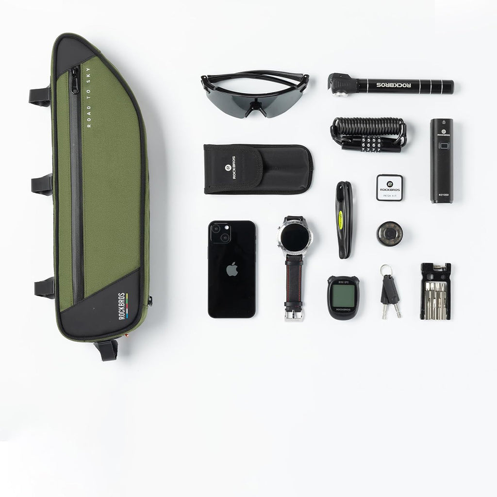 Rockbros TL003 ROAD TO SKY 2L rėmo krepšys atsparus vandeniui - žalia -- Bicycle Bags