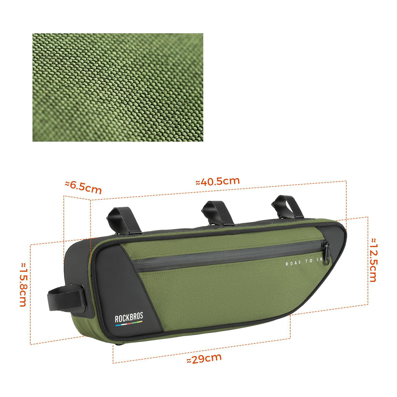 Rockbros TL003 ROAD TO SKY 2L rėmo krepšys atsparus vandeniui - žalia -- Bicycle Bags