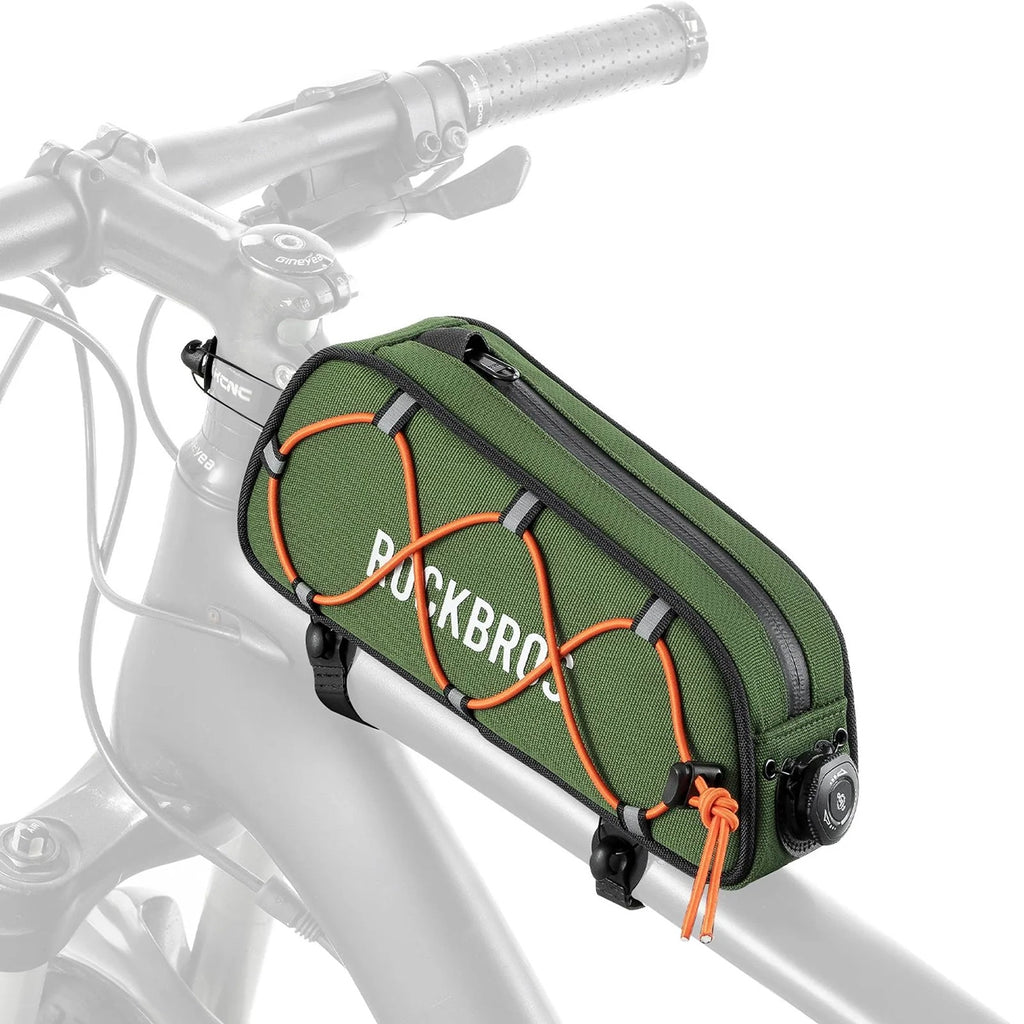 Rockbros TL004 ROAD TO SKY 0,7L atsparus vandeniui dviračio rėmo krepšys - žalia -- Bicycle Bags