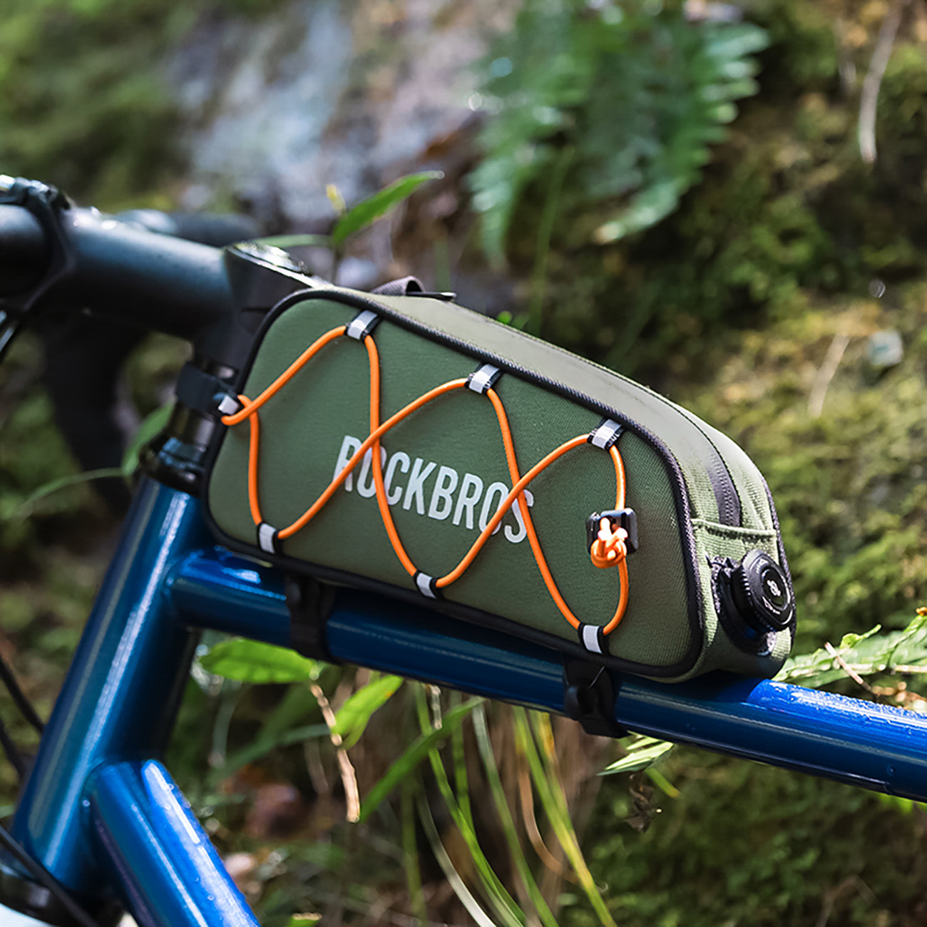 Rockbros TL004 ROAD TO SKY 0,7L atsparus vandeniui dviračio rėmo krepšys - žalia -- Bicycle Bags