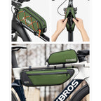 Rockbros TL004 ROAD TO SKY 0,7L atsparus vandeniui dviračio rėmo krepšys - žalia -- Bicycle Bags