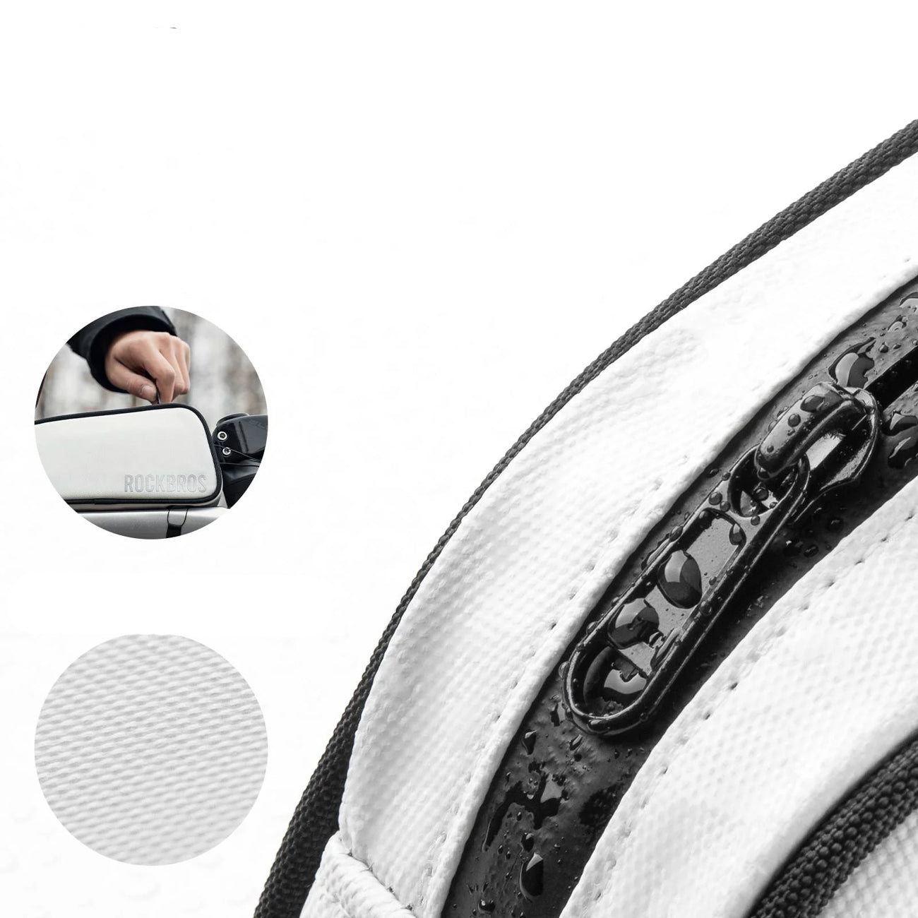 Rockbros TL004 ROAD TO SKY 0,7L atsparus vandeniui dviračio rėmo krepšys - balta -- Bicycle Bags