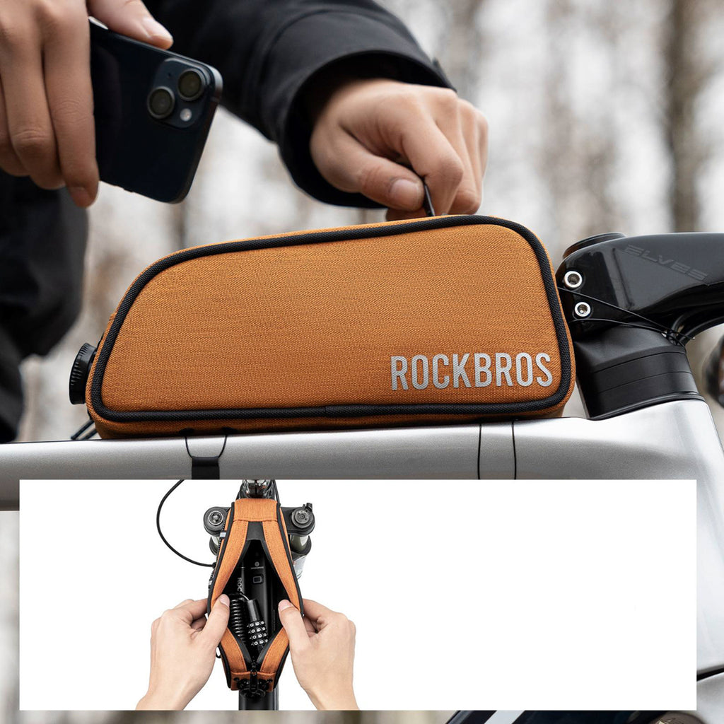 Rockbros TL004 ROAD TO SKY 0.7 l nepropūstamas rėmo krepšys - oranžinis -- Bicycle Bags