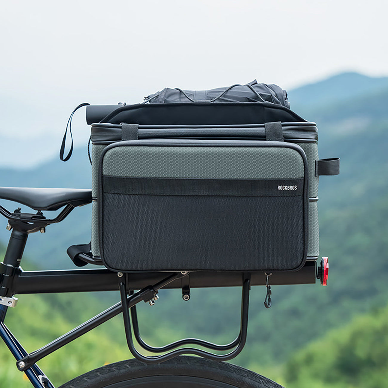 Rockbros A30 ROAD TO SKY sulankstomas dviračio bagažinės krepšys 15-30 L - pilkas -- Bicycle Bags