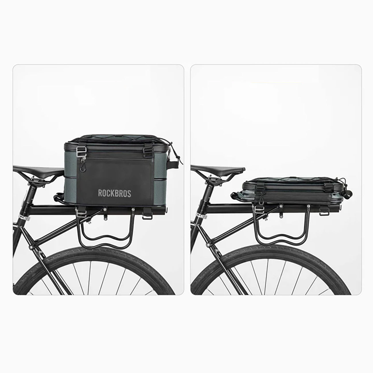 Rockbros A30 ROAD TO SKY sulankstomas dviračio bagažinės krepšys 15-30 L - pilkas -- Bicycle Bags