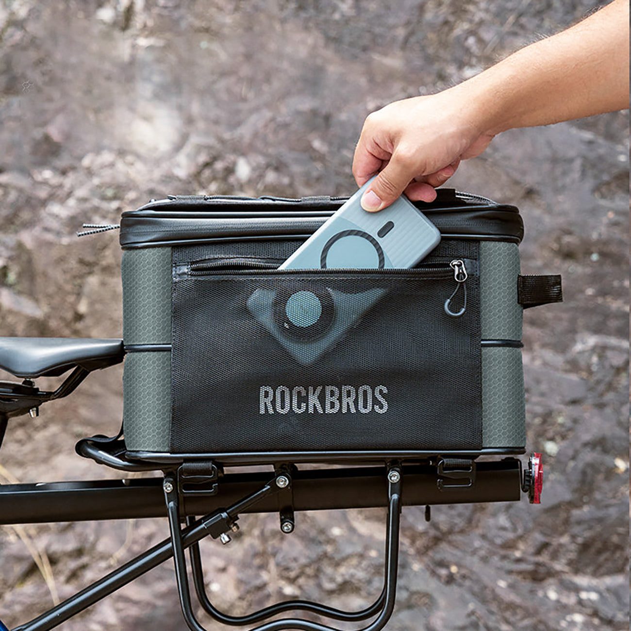 Rockbros A30 ROAD TO SKY sulankstomas dviračio bagažinės krepšys 15-30 L - pilkas -- Bicycle Bags