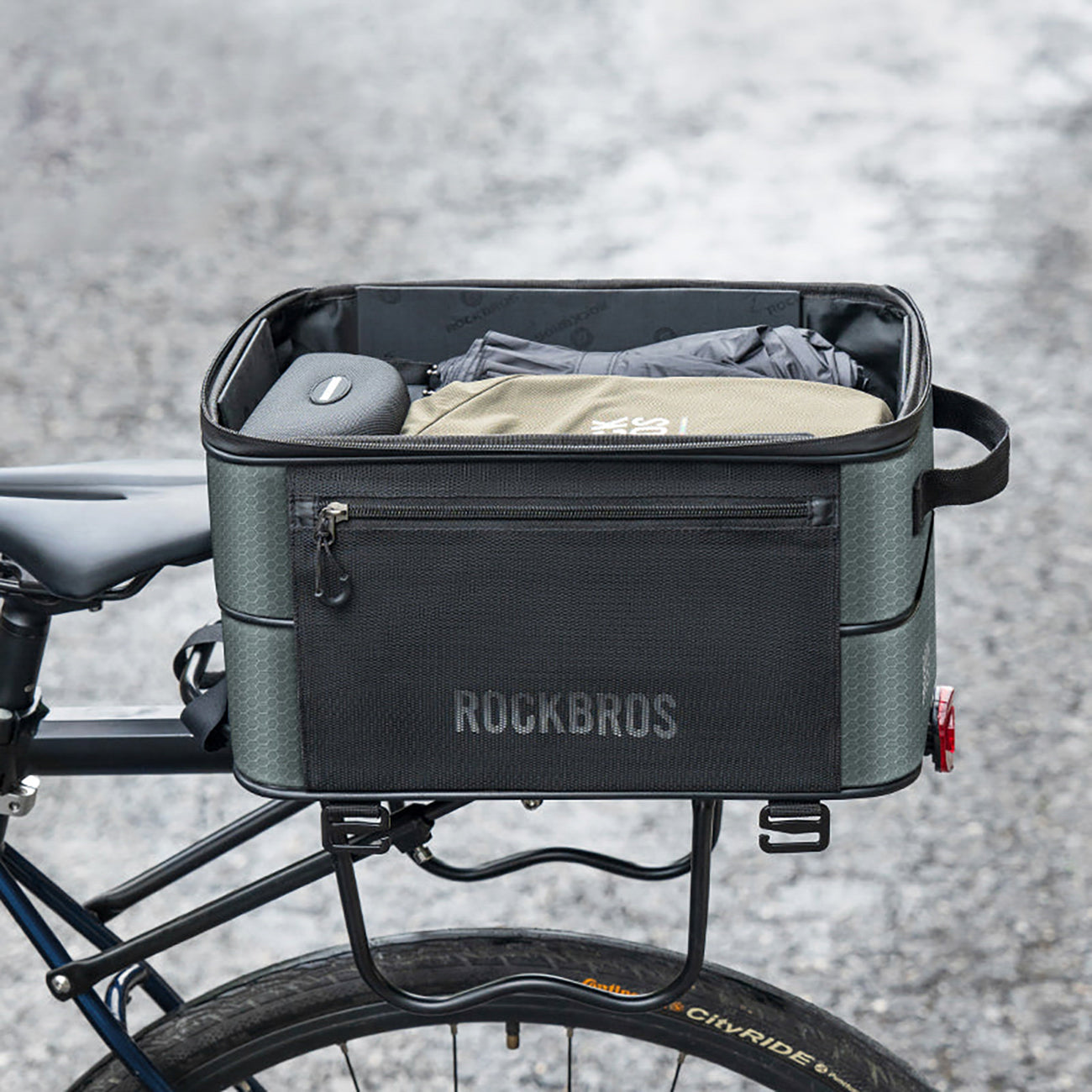 Rockbros A30 ROAD TO SKY sulankstomas dviračio bagažinės krepšys 15-30 L - pilkas -- Bicycle Bags