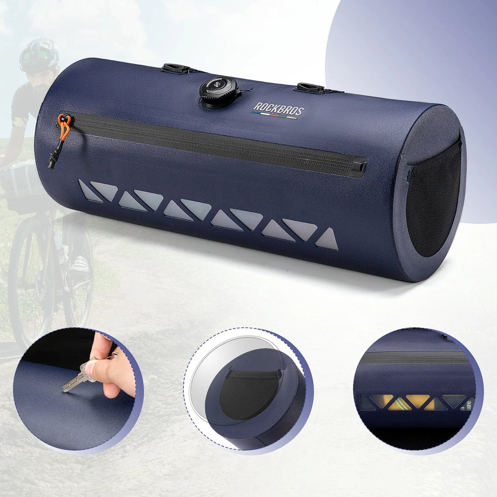Rockbros AS-144 ROAD TO SKY rankraščio dviračio krepšys, nepralaidus vandeniui, 4 l - mėlyna -- Bicycle Bags