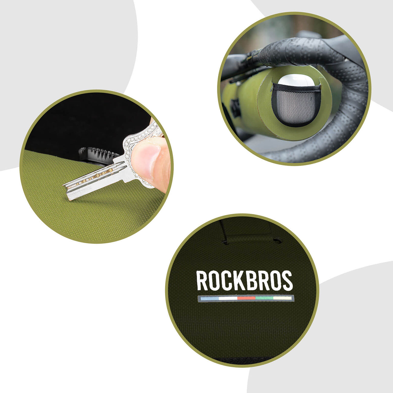 Rockbros AS-145 ROAD TO SKY rankraščio dviračio krepšys, nepralaidus vandeniui, 2 l - žalia -- Bicycle Bags
