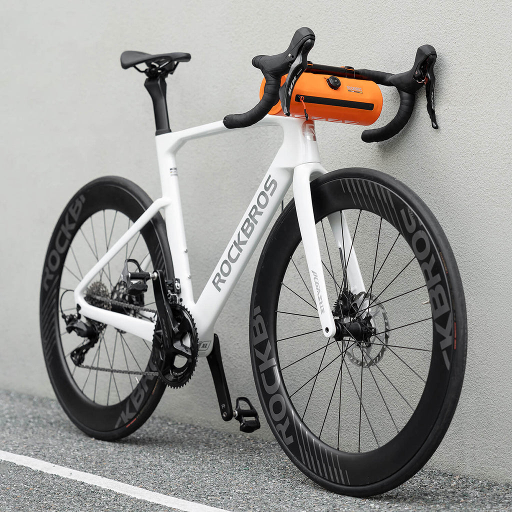Rockbros AS-143 ROAD TO SKY nepermerkus vairo dviračio krepšys, 2 l - oranžinis -- Bicycle Bags