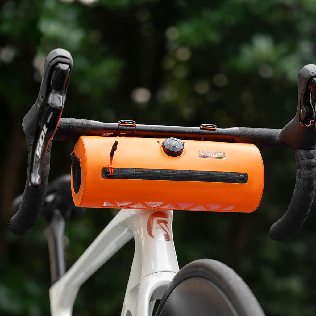 Rockbros AS-143 ROAD TO SKY nepermerkus vairo dviračio krepšys, 2 l - oranžinis -- Bicycle Bags