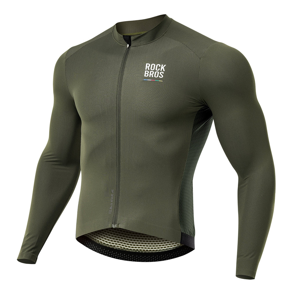 Marškinėliai dviratininkams Rockbros 15220003004 ROAD TO SKY vyriški ilgomis rankovėmis, dydis L - žalia -- Cycling Jerseys